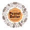 Peanut butter label, peanut seeds and shells icons