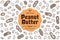 Peanut butter label, peanut seeds and shells icons