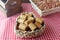 Peanut candy paÃ§oca or pacoca traditional Brazilian sweet based on peanuts, manioc flour and sugar on a rustic wooden table