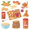 Peanut vector groundnut butter or peanut paste on toast bread illustration set of nutritious nut cream or nutshell