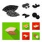 Peanuts, cashews, brazil nuts, macadamia.Different kinds of nuts set collection icons in black, flat style vector symbol