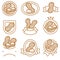 Peanuts label and icons set. Collection peanuts nuts icons. Vector