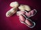 Peanuts on red background,peanut pods