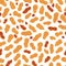 Peanuts seamless pattern on a white background. Vector illustration in freehand drawn style