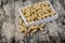 Peanuts on wooden table