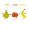 Pear, apple and banana. Funny characters for your design