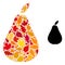 Pear Autumn Mosaic Icon with Fall Leaves