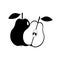 Pear black icon. Isolated object. Pear logo.