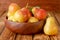 Pear Bowl Ripe Organic Pears Rustic Wooden Background