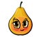 Pear cartoon. Comical face. Vector illustration. Fruit with eyes