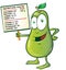 Pear cartoon with nutrition facts