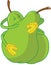 Pear cartoons embracing and kissing