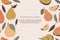 Pear classic background with hand-drawn colorful fruit icons with leaves and text.  Plant illustration