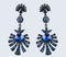 Pear Diamonds Earrings. blue gems