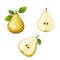 Pear fruits with leaves isolated .