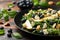 Pear Gorgonzola cheese, blueberries and Walnut Salad. Healthy food