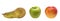 Pear, green apple and red apple isolated