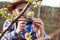 An pear grower checks the flowering of his pear trees in spring