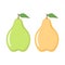 Pear icons, Green and yellow pears icon clip art. Clipart cartoon fruit icon.