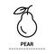 Pear and leaf. Linear icon of the fruit pear. Silhouette symbol tasty . Food black icon healthy. Thin line illustration