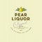 Pear liquor label. Vintage  packaging with pear, leaves and letters.