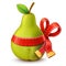 Pear with measure tape ribbon bow