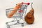 Pear pushes the shopping cart with a carrot