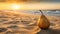 Pear On Sandy Beach At Sunset