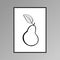 Pear sketch poster in black and white for interior decor