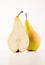 Pear, Sliced Pears on white background with reflections, modern design, centered