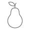 Pear thin line icon, fruit and vitamin, diet sign