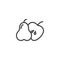 Pear whole and cut apple line icon