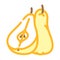 pear yellow cut color icon vector illustration