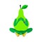 Pear Yoga. Funny Pear character sitting in the lotus position. Yoga classes. White Background