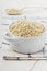 Pearl barley in a white ceramic bowl