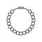 Pearl or beads necklace, outline vector icon