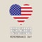 Pearl harbor remembrance day poster with flag in shape of heart. Honoring all who served, December 7 1941 USA. Vector illustration