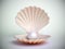 Pearl inside seashell 3d rendering