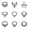 Pearl jewelry icon set, outline style