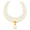 Pearl necklace in 1950s style, isolated jewelry with gemstones