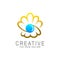 Pearl oyster logo, underwater life, jewelry icon