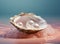 A pearl is stuck in an open oyster, in the style of feminine sensibilities