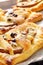 Pears baked in puff pastry with gorgonzola cheese and walnuts