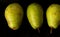 Pears harvest. Fruit background. Fresh organic pears. Pear autumn harvest. Juicy flavorful pears on black background