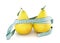 Pears with meter tape on white background. 3d.