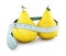 Pears with meter tape on white background. 3d conceptua