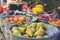 Pears, oranges, mandarins, tomatoes and other fruit and vegetables at a local market in Girona