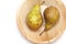 Pears on palm leaf plate