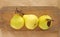 Pears on a wood surface
