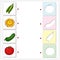 Peas, squash, cucumber and tomato. Educational game for kids